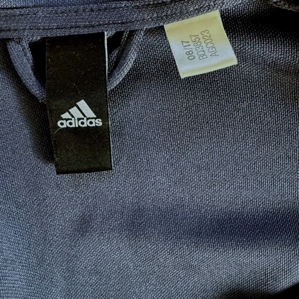 adidas Men's Track‎ Jacket Full Zip Blue 3-Stripes Size M Small Snags